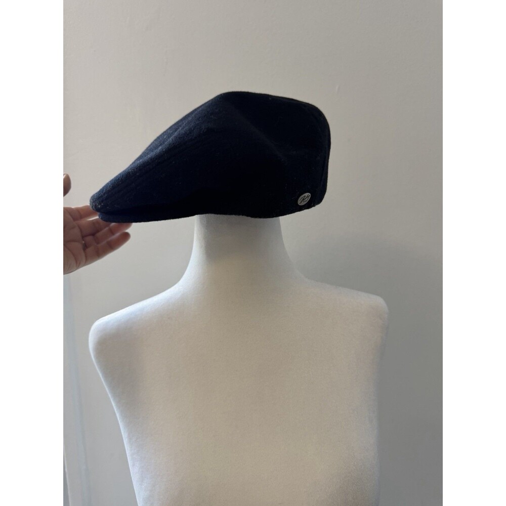 Bailey of Hollywood Wool Flat Cap Black Made in Italy Medium Ivy Newsboy Hat